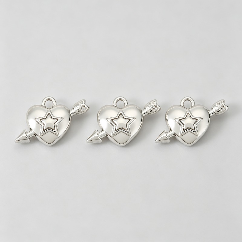 3pc Copper Inlaid Synthetic Zirconia Arrow Through Heart Pendant Set